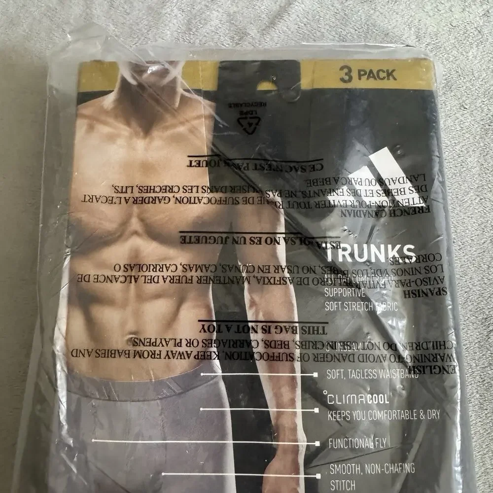 Adidas Men’s Luxe Comfort Trunks XL 3 Pack Blue Gray Soft Stretch Fabric JJ7481‎